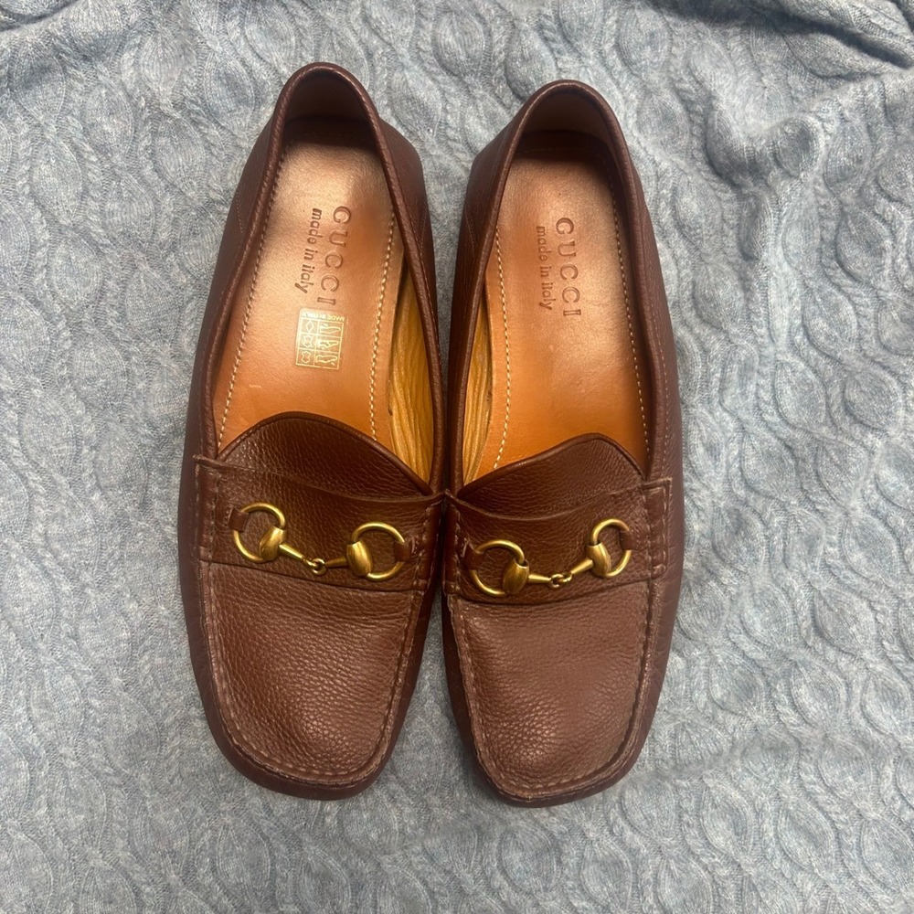 Gucci mens brown loafers slippers size 7 genuine leather - Picture 4 of 10